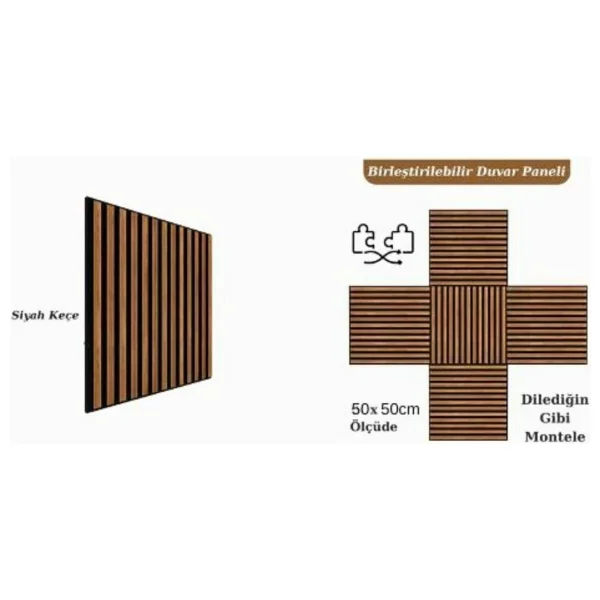 Mdf Ahşap Akustik Duvar Ve Tavan Kaplama Paneli 50 X 50 Cm Safir Meşe - Görsel 5