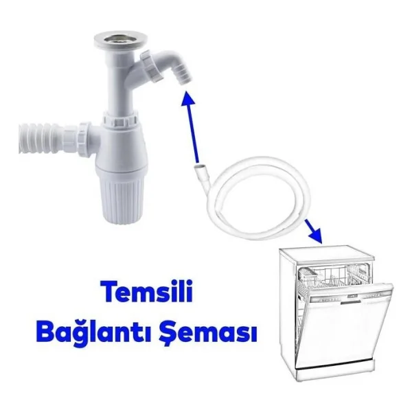 Gama Sökülebilir Pis Su Giderli Tas'lı Çift Lavabo Gideri Evye Sifonu Körüklü Mutfak Banyo Borusu - Görsel 2