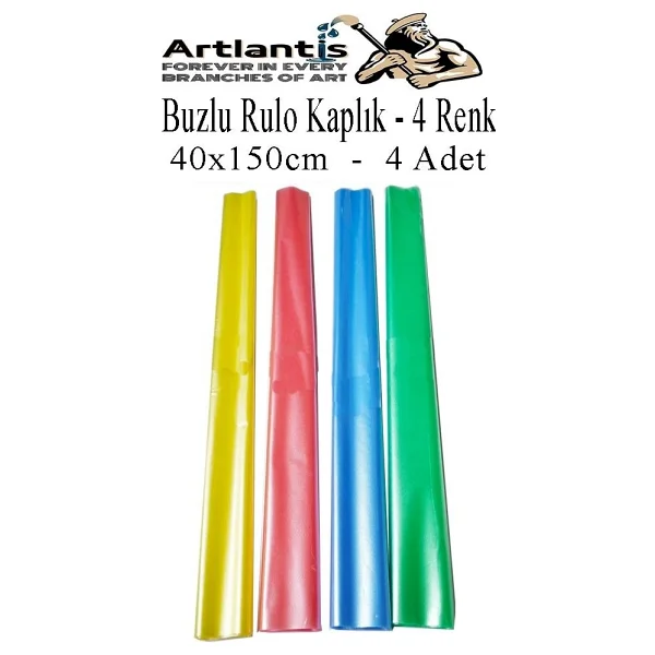 Buzlu Rulo Şeffaf Kaplık 4 Adet 40x150 Cm Defter Kitap Kaplığı Okul Öğrenci Rulo Kaplık Renkli - Görsel 5