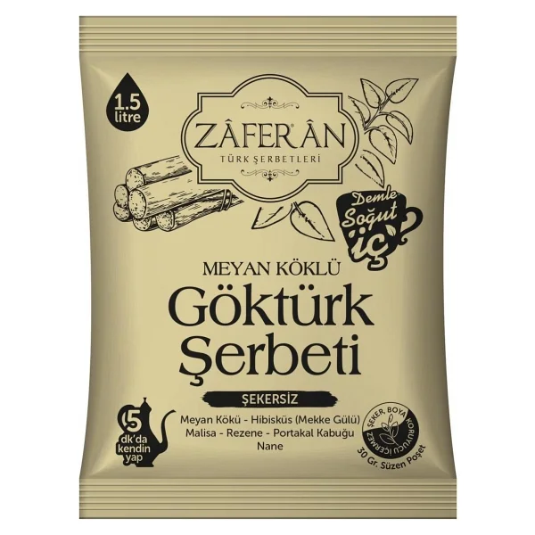 Zaferan Göktürk Şerbeti 18x1.5 Lt. Meyan Kökü Şerbeti - Ramazan Şerbeti - 30 Gr - Görsel 2