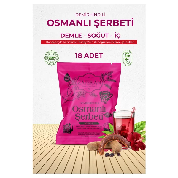 Zaferan Osmanlı Şerbeti 18x1.5 Lt. Demirhindi Şerbeti - Ramazan Şerbeti - 30 gr