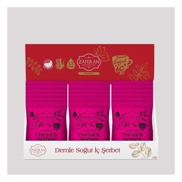 Zaferan Osmanlı Şerbeti 18x1.5 Lt. Demirhindi Şerbeti - Ramazan Şerbeti - 30 Gr - Görsel 3