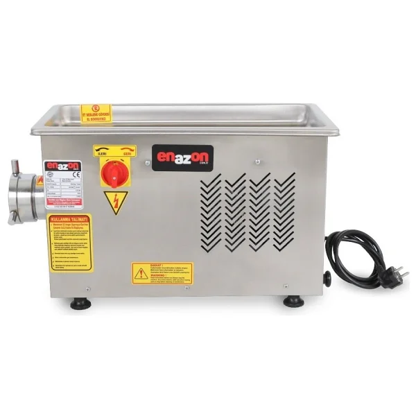 Enazon 12 Lik Et Çekme Makinesi Ileri - Gerili Redüktörlü 0,55 Kw 0,75 Hp( Beygir) Sucuk Aparatlı - Gri - Görsel 3