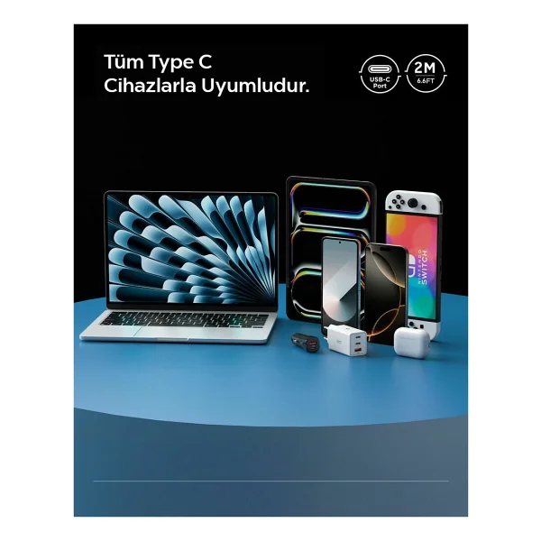 Spigen Aca087 2 M Type-C To Type-C Hızlı Şarj Kablosu - Görsel 8
