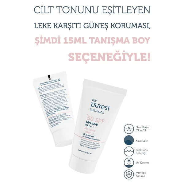 The Purest Solutions Lekeli Ciltler İçin 15 Ml 50 Faktör Renkli Güneş Kremi - Görsel 2