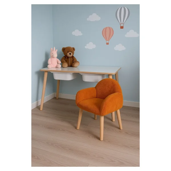 Bounteous Ahşap Çocuk Masa Berjer Sandalye Takımı - Beyaz - Görsel 8