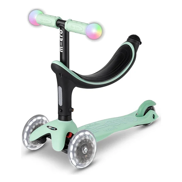 Micro Mini2grow Deluxe Magic Mmd357 Işıklı Mint Yeşili 3 Tekerlekli Oturaklı Çocuk Scooter - Görsel 9