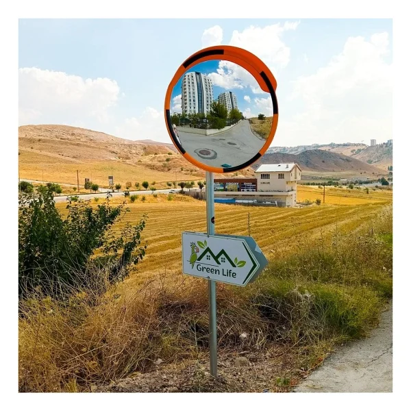 Kör Noktalar İçin 60 Cm Tümsek Ayna - Sarı-Siyah Güvenlik Aynası - Görsel 5