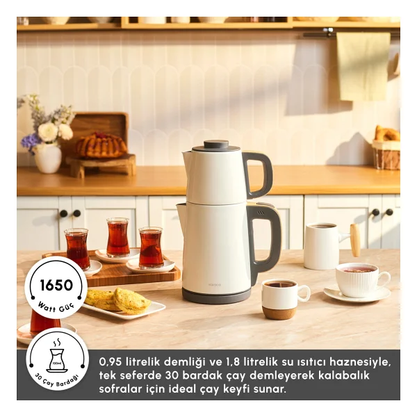 Karaca Tea Break Wood Craft 1650 W Çelik Demlikli Çay Makinesi - Görsel 3