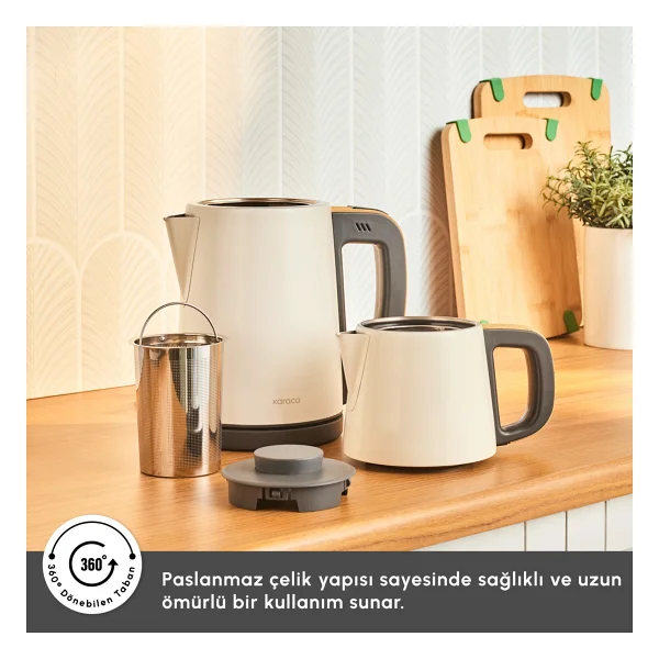 Karaca Tea Break Wood Craft 1650 W Çelik Demlikli Çay Makinesi - Görsel 4