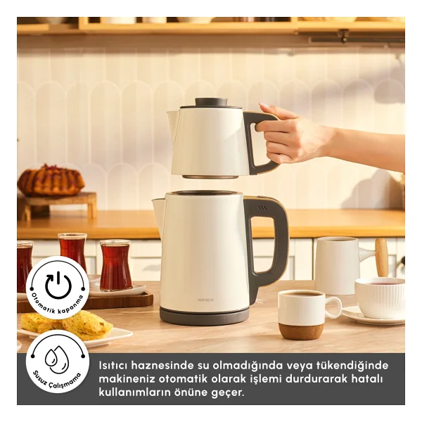 Karaca Tea Break Wood Craft 1650 W Çelik Demlikli Çay Makinesi - Görsel 5