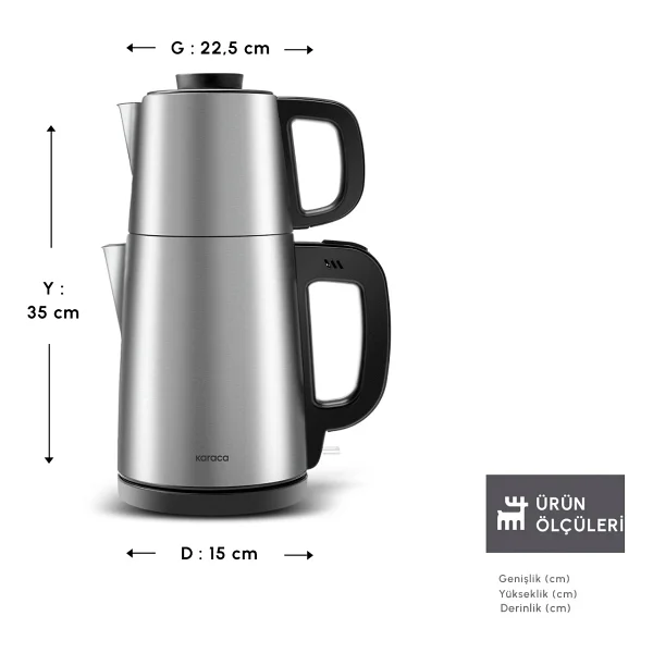 Karaca Tea Break 1650 W Çelik Demlikli Çay Makinesi - Görsel 2