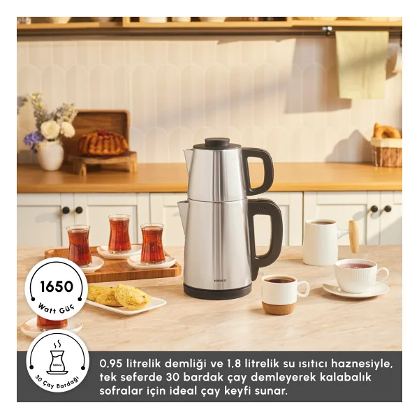 Karaca Tea Break 1650 W Çelik Demlikli Çay Makinesi - Görsel 3
