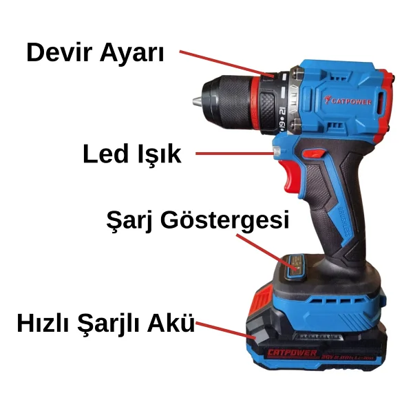 Catpower E1010 Akülü Vidalama Makinesi - Görsel 3