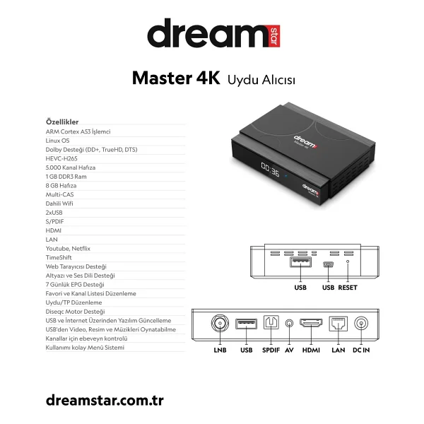 Dreamstar Master 4K Uydu Alıcısı - Görsel 3