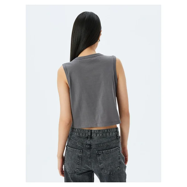 Koton Kolsuz Crop Pamuklu Basic Kadın Atlet - Siyah - Görsel 4