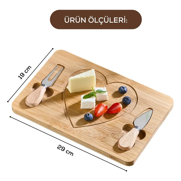 Vienev Bambu Love Kahvaltılık Peynir Sunum Seti Çift Bıçaklı - Görsel 3