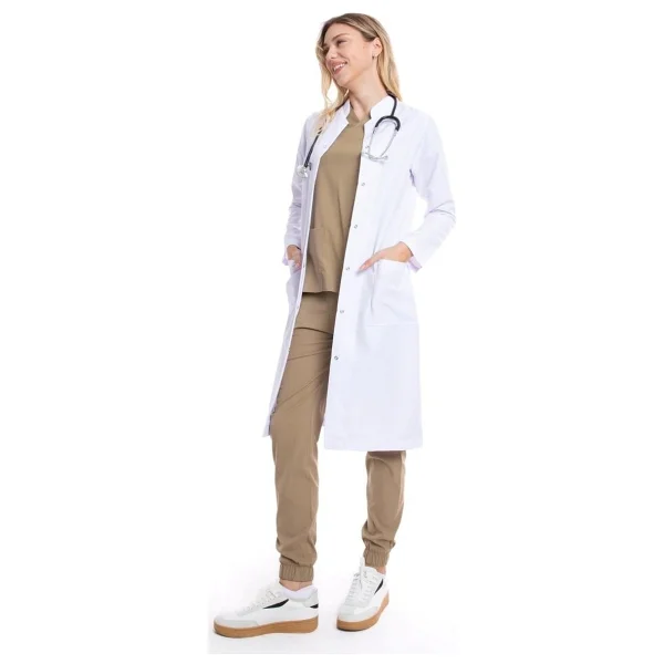 Uçak Medikal Beyaz Maxi Boy, Hakim Yaka, Doktor Önlüğü - Görsel 7