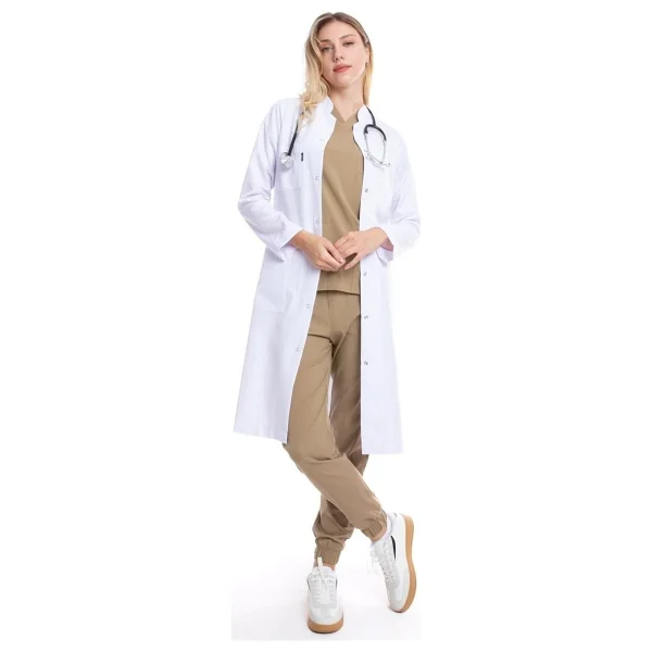 Uçak Medikal Beyaz Maxi Boy, Hakim Yaka, Doktor Önlüğü - Görsel 2