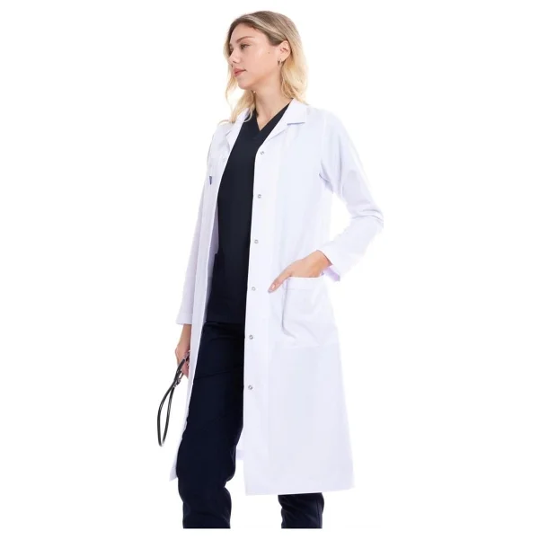 Uçak Medikal Beyaz Maxi Boy, Klasik Yaka, Doktor Önlüğü - Görsel 2