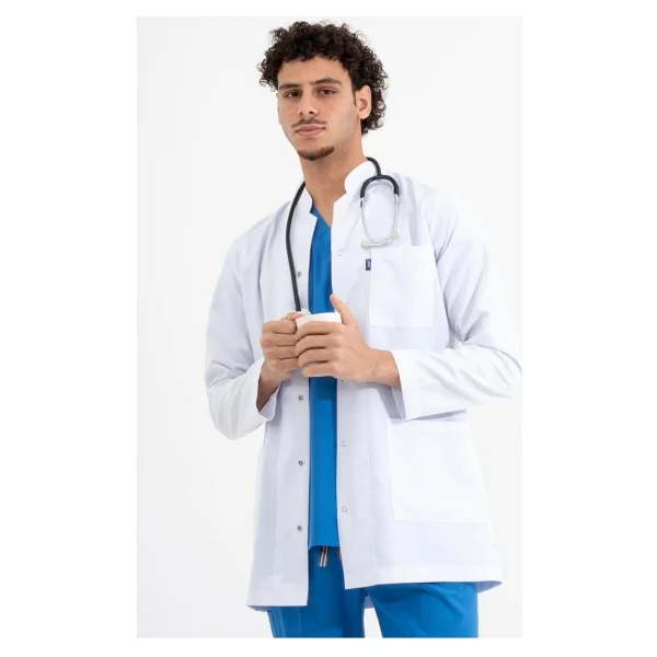 Uçak Medikal Beyaz Ara Boy, Hakim Yaka, Doktor Önlüğü - Görsel 4