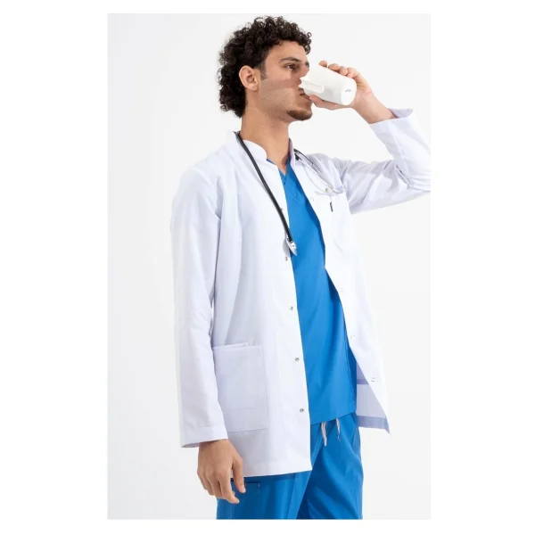 Uçak Medikal Beyaz Ara Boy, Hakim Yaka, Doktor Önlüğü - Görsel 2