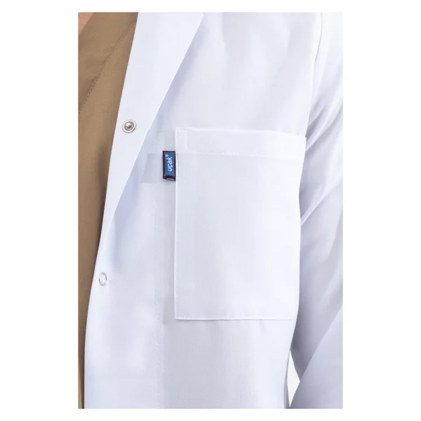 Uçak Medikal Beyaz Ara Boy, Klasik Yaka, Doktor Önlüğü - Görsel 3