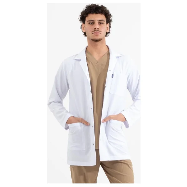 Uçak Medikal Beyaz Ara Boy, Klasik Yaka, Doktor Önlüğü - Görsel 9