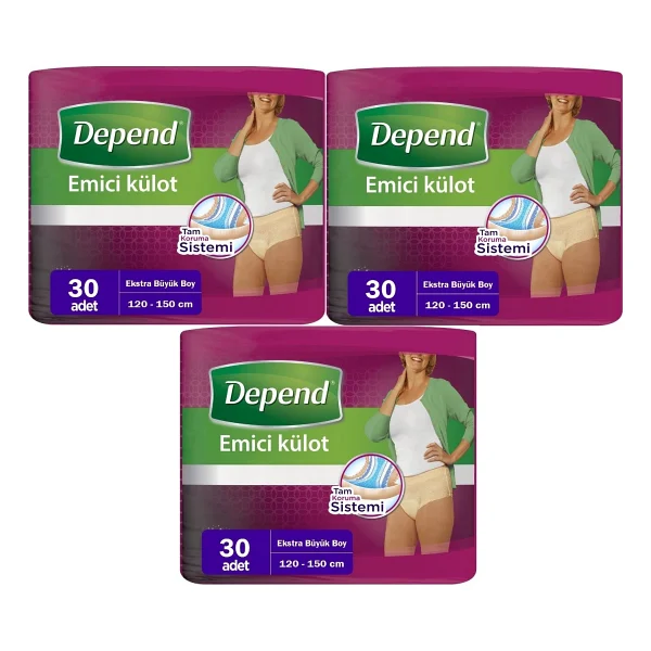 Depend Emici Külot Kadın Ekstra Büyük Boy XL 30'lu 3 Adet Hasta Bezi - Görsel 2