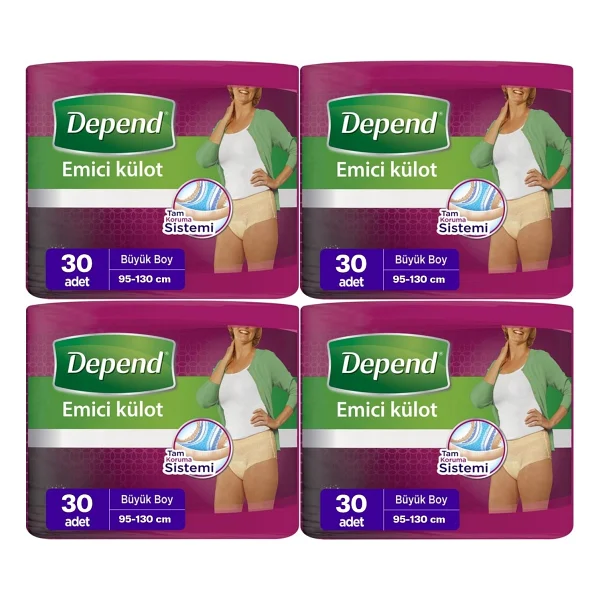 Depend Emici Külot Kadın Büyük Boy L 30'lu 4 Adet Hasta Bezi - Görsel 2