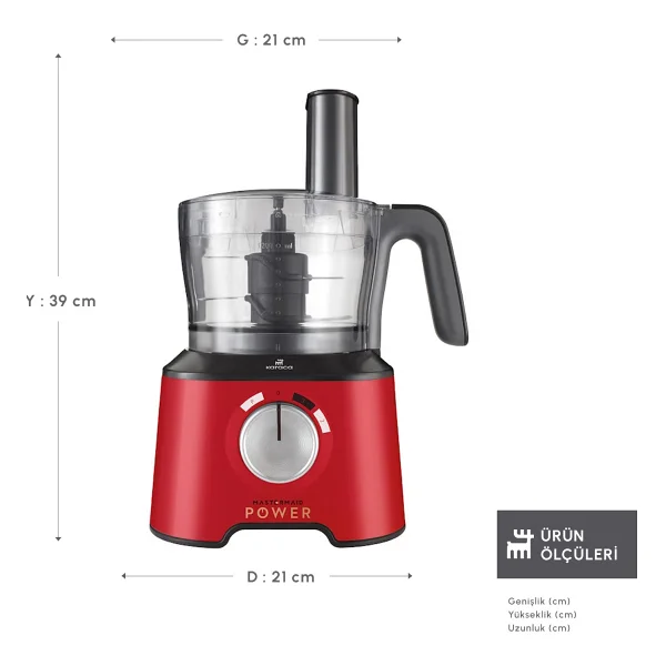 Karaca Mastermaid Power Multifunctional 10in1 Kırmızı 2000 W Gıda Hazırlama Seti - Görsel 2