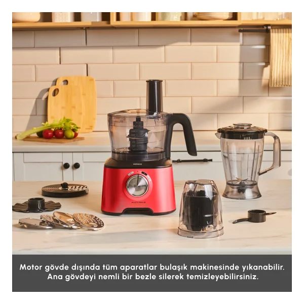 Karaca Mastermaid Power Multifunctional 10in1 Kırmızı 2000 W Gıda Hazırlama Seti - Görsel 6