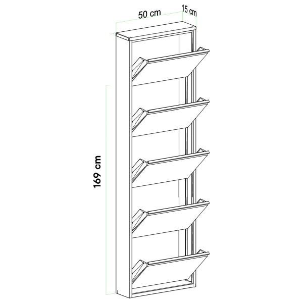 Kilitli 5 Kapaklı Metal Ayakkabılık Beyaz - Görsel 5