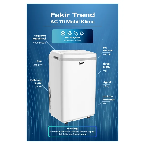 Fakir Trend Ac 70 A 7000 Btu Mobil Klima - Görsel 6