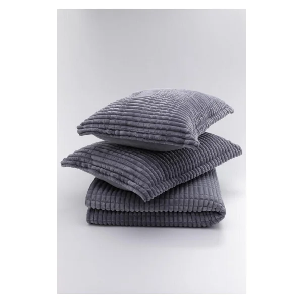 Merinos Modern Line 3 Parça Battaniye Seti - Antrasit - 220 X 240 Cm - Görsel 2