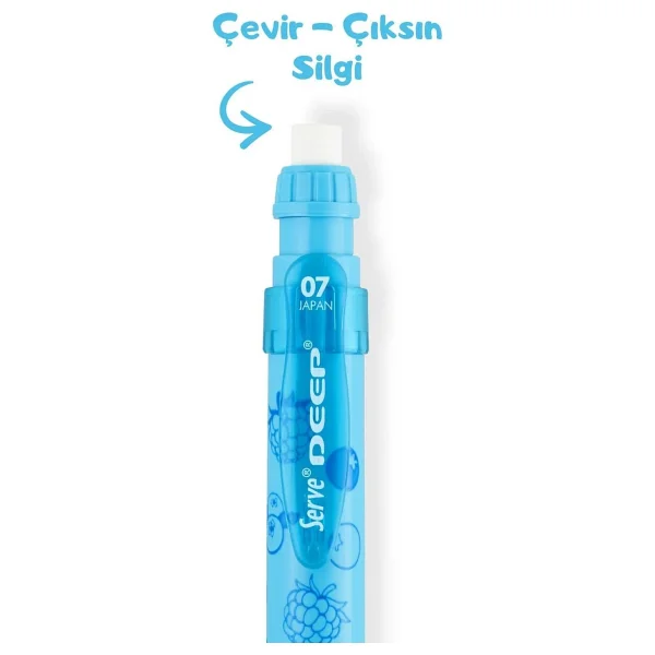Serve Deep Meyve Temalı Böğürtlen Desenli Mavi 0.7 mm Versatil Uçlu Kalem - Görsel 2