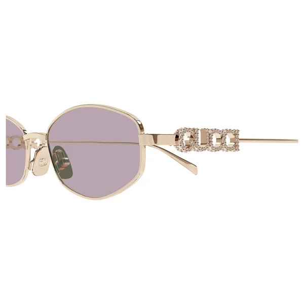 Gucci GG 1802S 003 55 Kadın Geometrik Rose Gold Metal Güneş Gözlüğü - Görsel 4