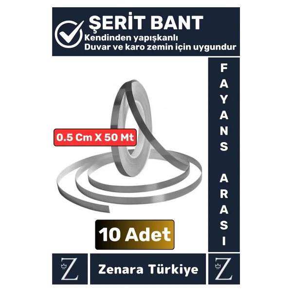 Premium Güçlü Kendinden Yapışkanlı Su Geçirmez Fayans Arası Şerit Derz Bant 0.5 Cmx50 Metre 10 Adet - Görsel 4