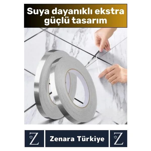 Premium Güçlü Kendinden Yapışkanlı Su Geçirmez Fayans Arası Şerit Derz Bant 0.5 Cm X 50 Metre 3 Adet - Görsel 2