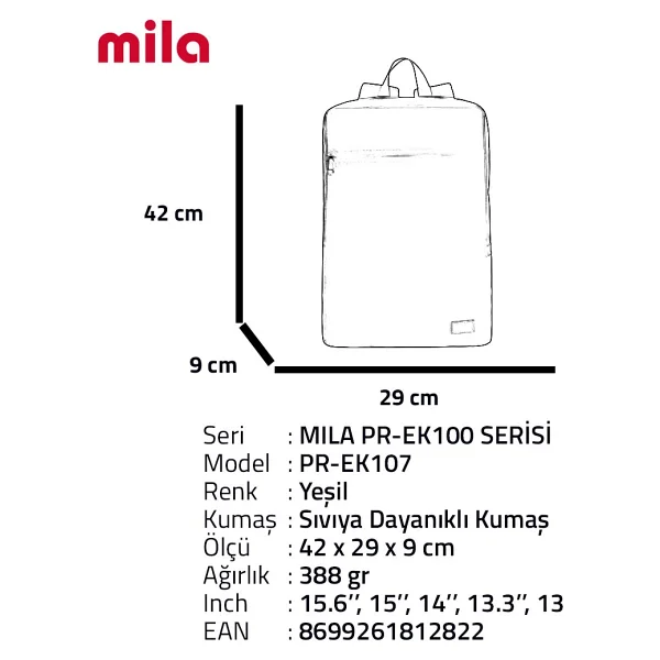 Classone Mila Pr-Ek107 Yeşil 15.6" Laptop Sırt Çantası - Görsel 6