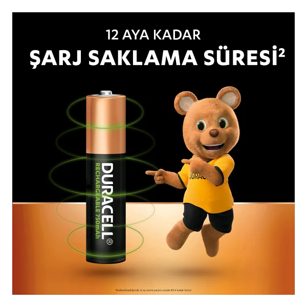 Duracell 750 mAh 4'lü Şarjlı Aaa İnce Kalem Pil - Görsel 4