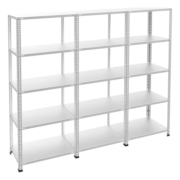 Rafburada 5 Katlı 3'lü Galvaniz Çelik Raf - Depo, Arşiv, Kiler, Dosya, Market Rafı - 31x60 Cm-200 Cm-0.70 Mm - 31 X 180 X 200 Cm - Görsel 7