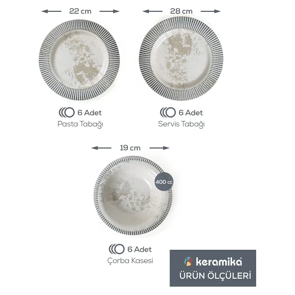 Keramika Deep Moon Assos 18 Parça 6 Kişilik Yemek Takımı - Görsel 6