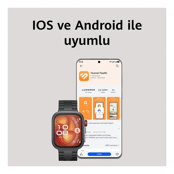 Huawei Watch Fit 4 Pro Siyah Kauçuk Kayış Akıllı Saat - Görsel 8