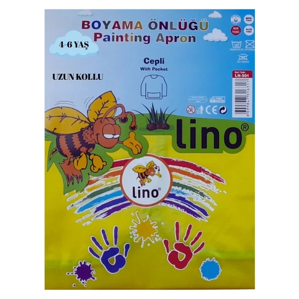 Lino Boyama Önlüğü 4-6 Yaş Su Geçirmez Resim Önlüğü - Koyu Kırmızı - Görsel 8
