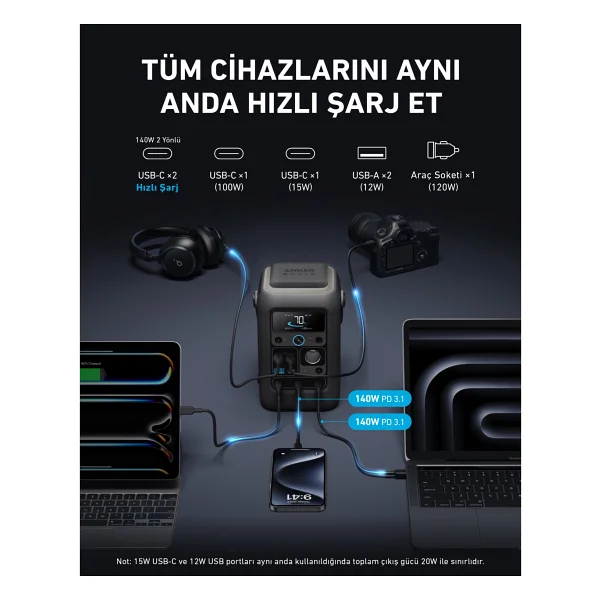 Anker Solix C300x Dc 288 Wh 300 W Taşınabilir Güç Kaynağı - Görsel 2