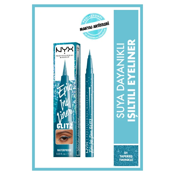 Nyx Professional Makeup Epic Ink Liner Glitz 01 Tapered Twinkle Eyeliner - Görsel 6
