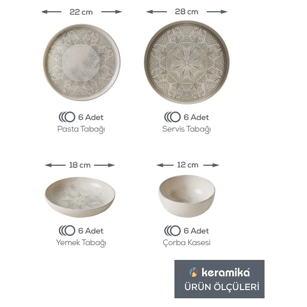 Keramika Groundlace 21501-03 24 Parça 6 Kişilik Yemek Takımı - Görsel 4