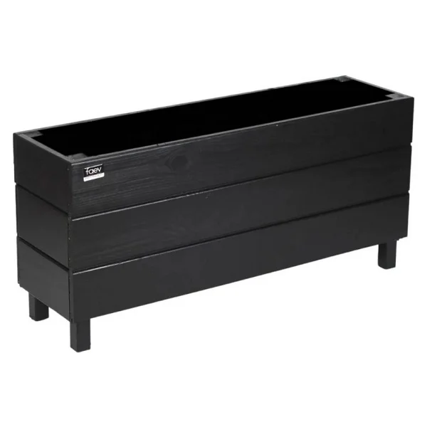 Faev Ahşap Saksı Dış Mekan Çiçeklik Dekoratif Büyük Boy Saksı Hazır Kurulu 95cm X 26cm Yükseklik 45cm - Antrasit - Görsel 9