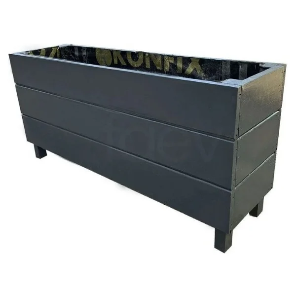 Faev Ahşap Saksı Dış Mekan Çiçeklik Dekoratif Büyük Boy Saksı Hazır Kurulu 95cm X 26cm Yükseklik 45cm - Antrasit - Görsel 3